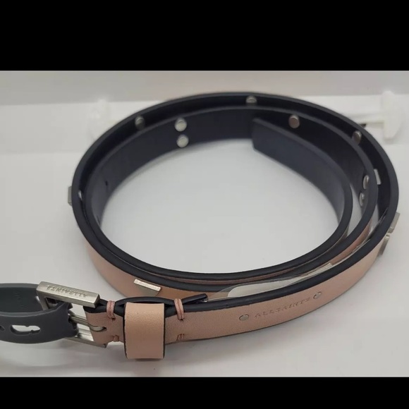 New w/Tags ALLSAINTS light pink leather belt with triangle stud accents size XL - Picture 4 of 10